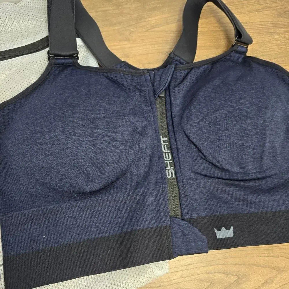 SHEFIT Low Impact Sports Bra Heathered Indigo sz 2Luxe Brand New